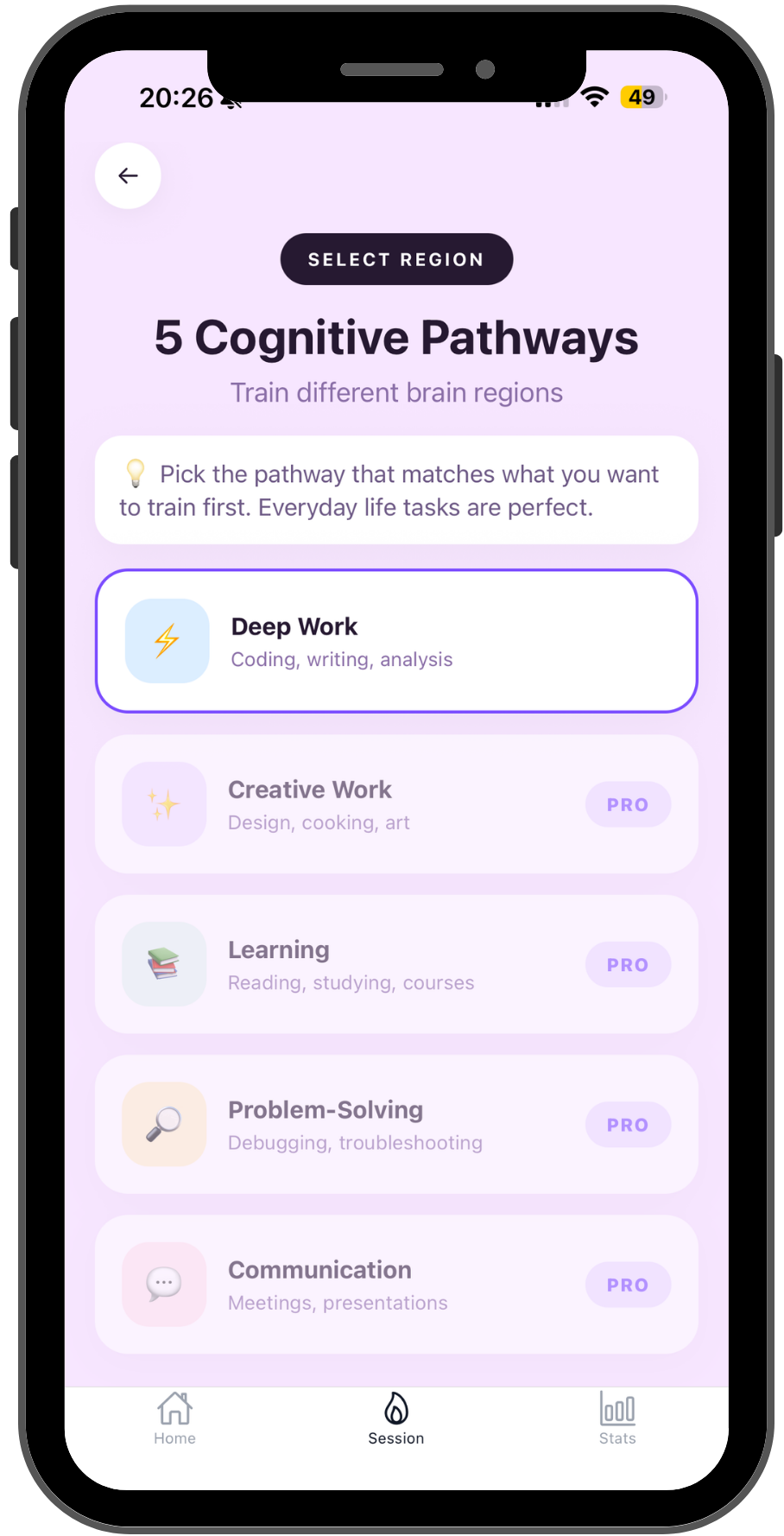 Cortex Lantern pathway selection screen.